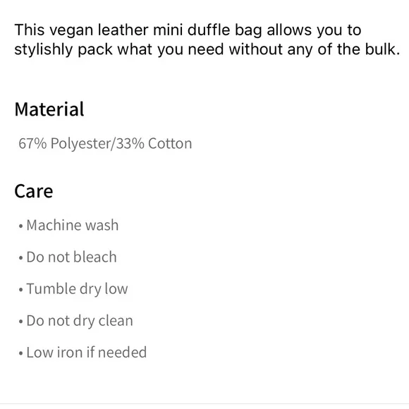 NWT Fabletics Black Vegan Leather Mini Duffle Bag Crossbody - Picture 5 of 5